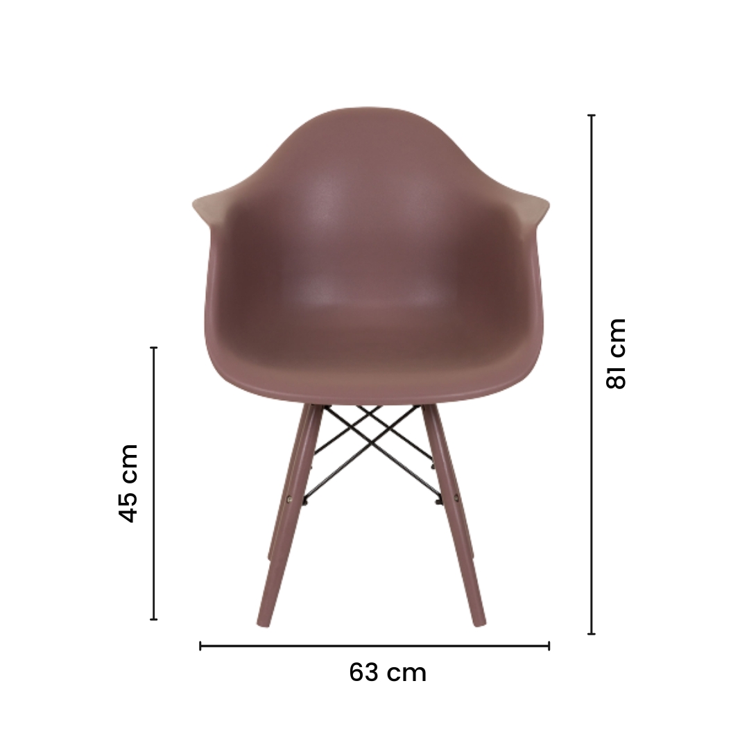 Cadeira de Jantar Color com Braço Eiffel Eames Marrom