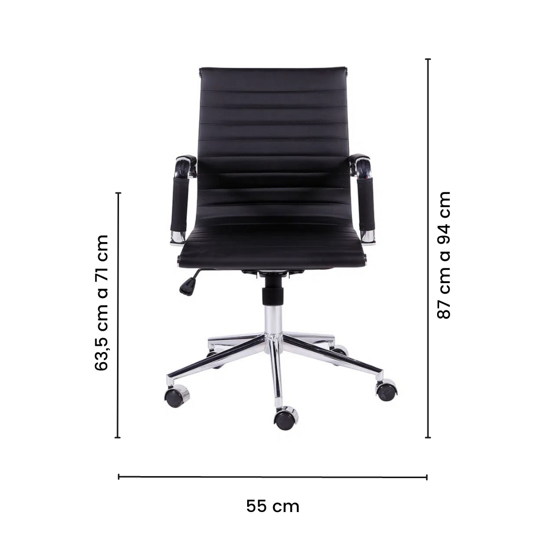 Kit 10 Esteirinha Eames Escritório Giratória Preta