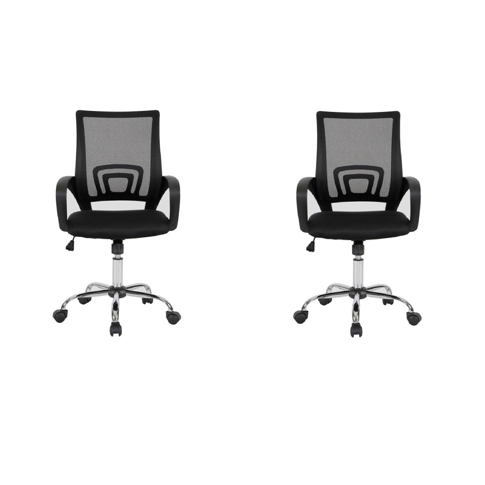 Kit 2 Cadeiras Giratórias Ergonômicas Escritório Preta
