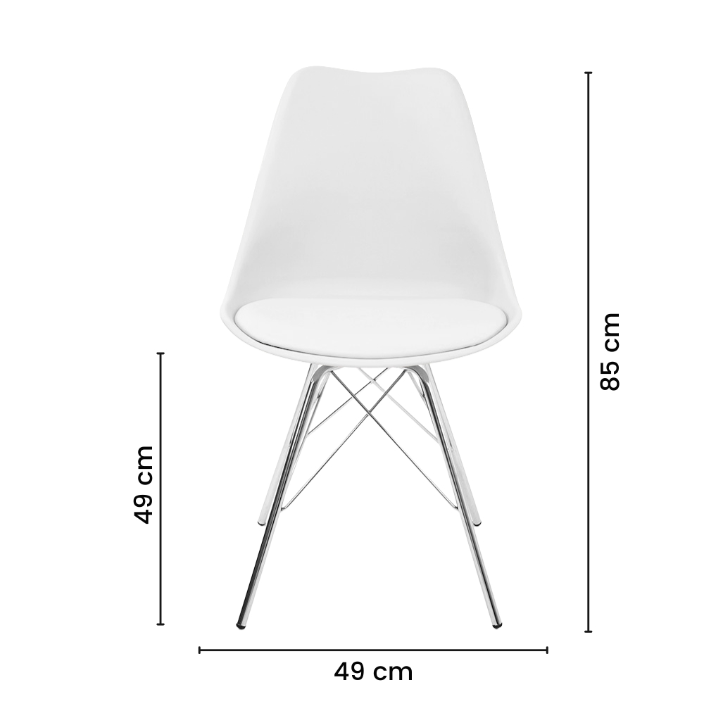 Kit 2 Cadeiras Leda Estofada Eames Branca Tower Cromado