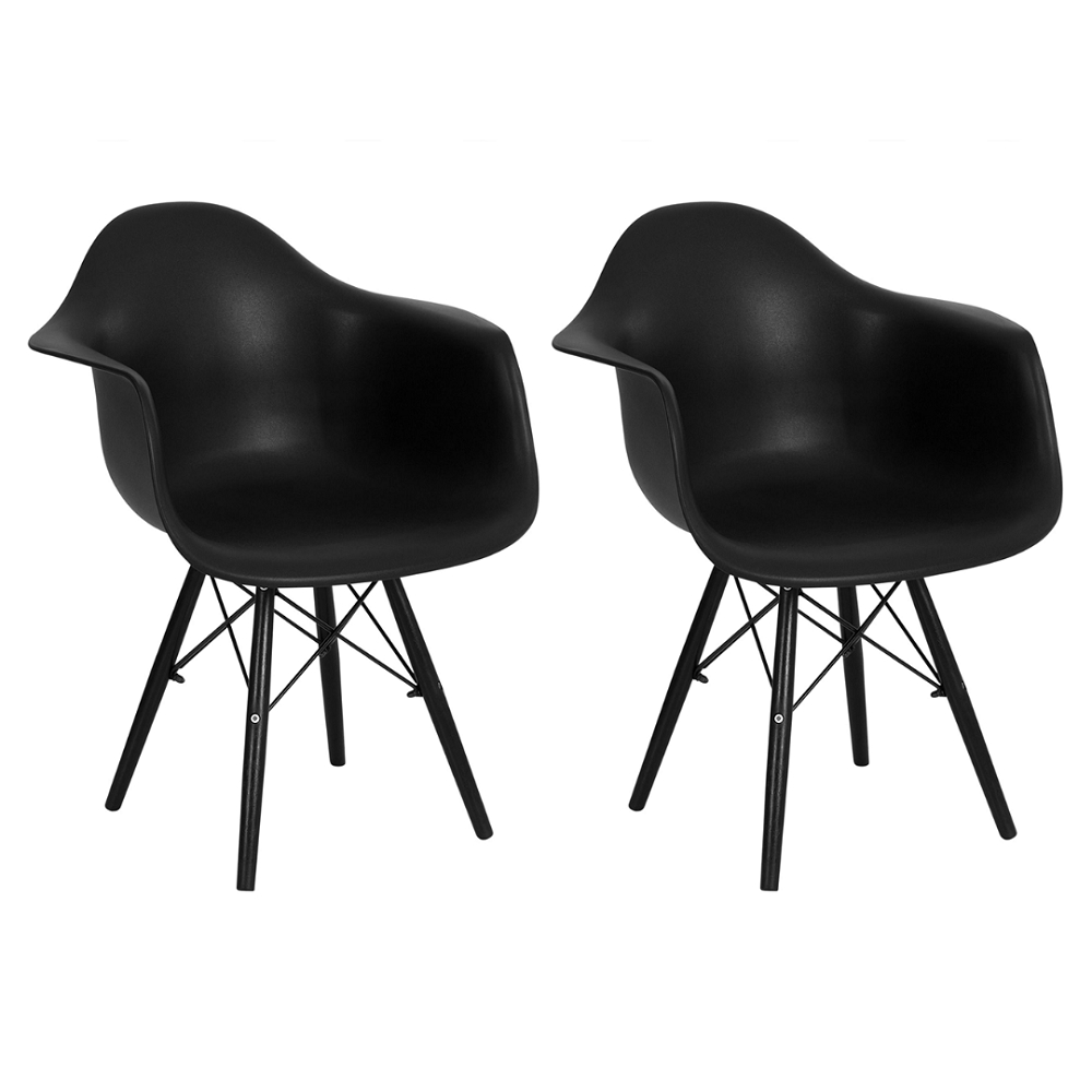 Kit 2 Cadeiras de Jantar Braço Eames Eiffel Preta Color