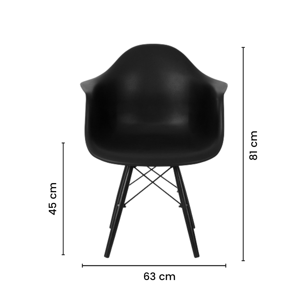 Kit 2 Cadeiras de Jantar Braço Eames Eiffel Preta Color