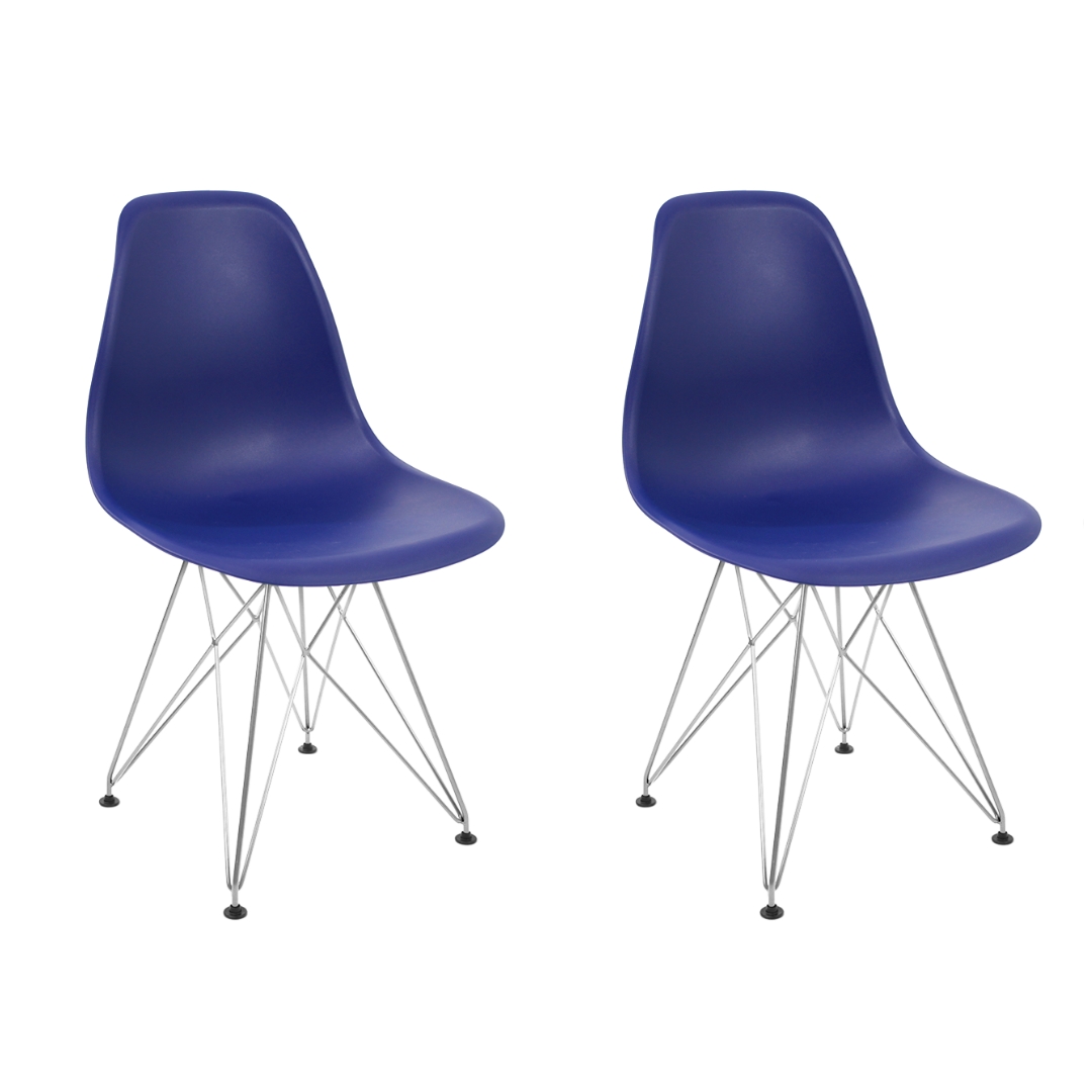 Kit 2 Eiffel Eames Azul Marinho Ferro Cromado