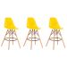 Kit 3 Banquetas Design Eiffel Eames Amarela