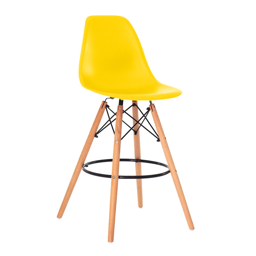 Kit 3 Banquetas Design Eiffel Eames Amarela