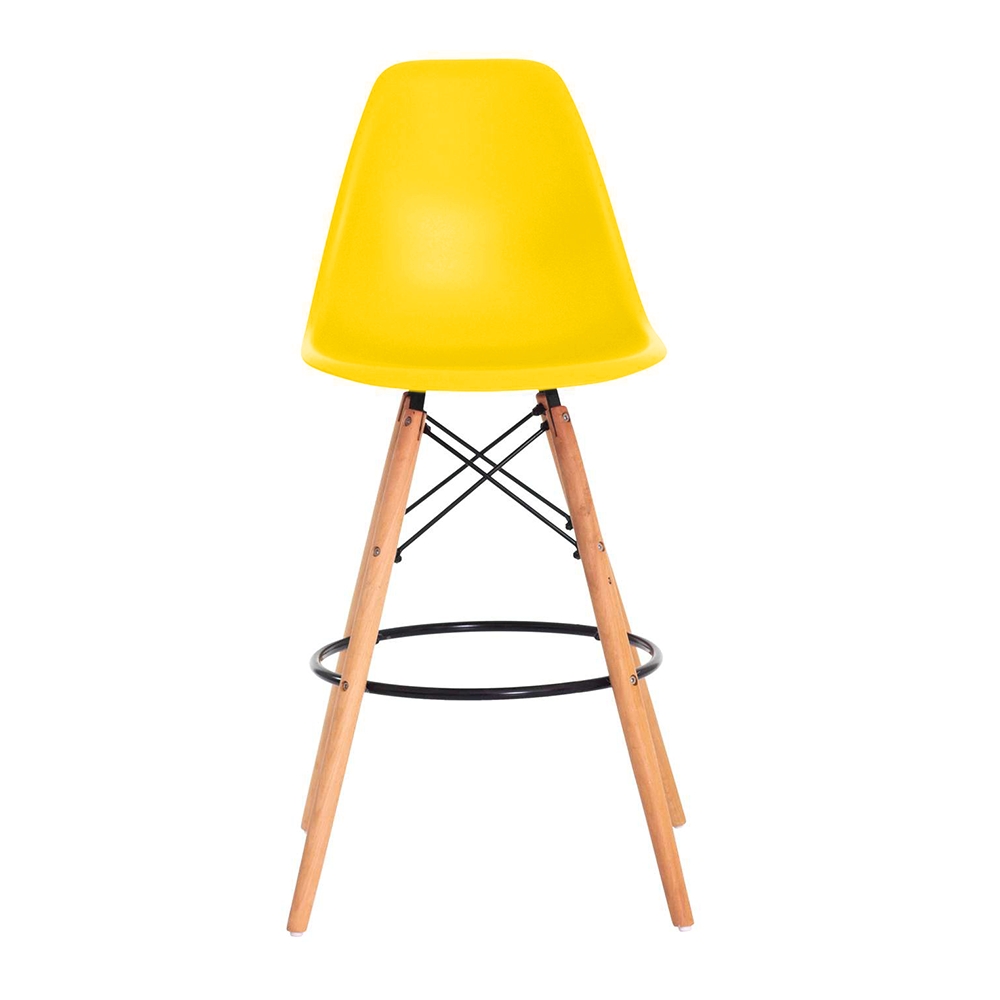 Kit 3 Banquetas Design Eiffel Eames Amarela