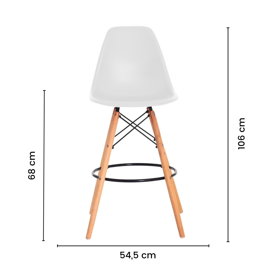 Kit 3 Banquetas Design Eiffel Eames Branca