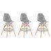 Kit 3 Banquetas Design Eiffel Eames Cinza