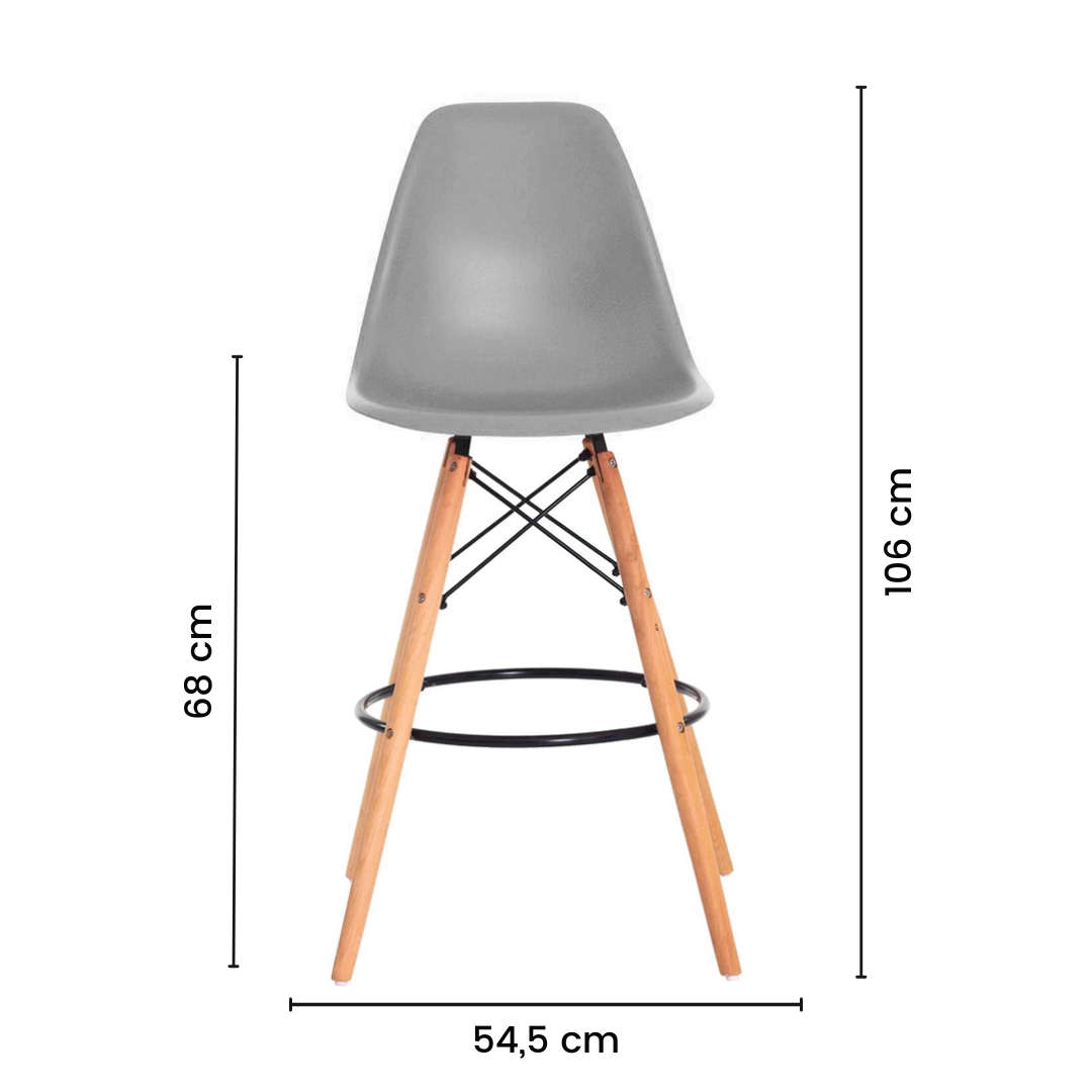 Kit 3 Banquetas Design Eiffel Eames Cinza