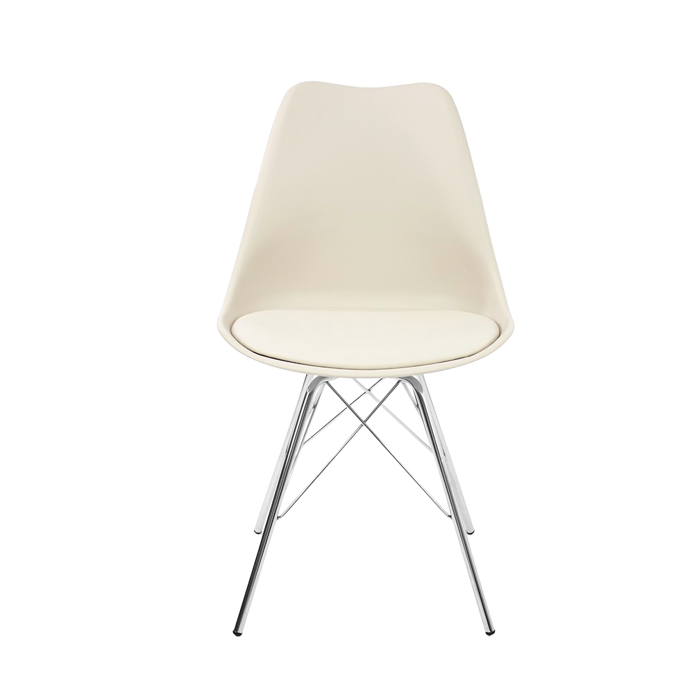 Kit 4 Cadeiras Leda Tower Estofada Nude Eames Cromado