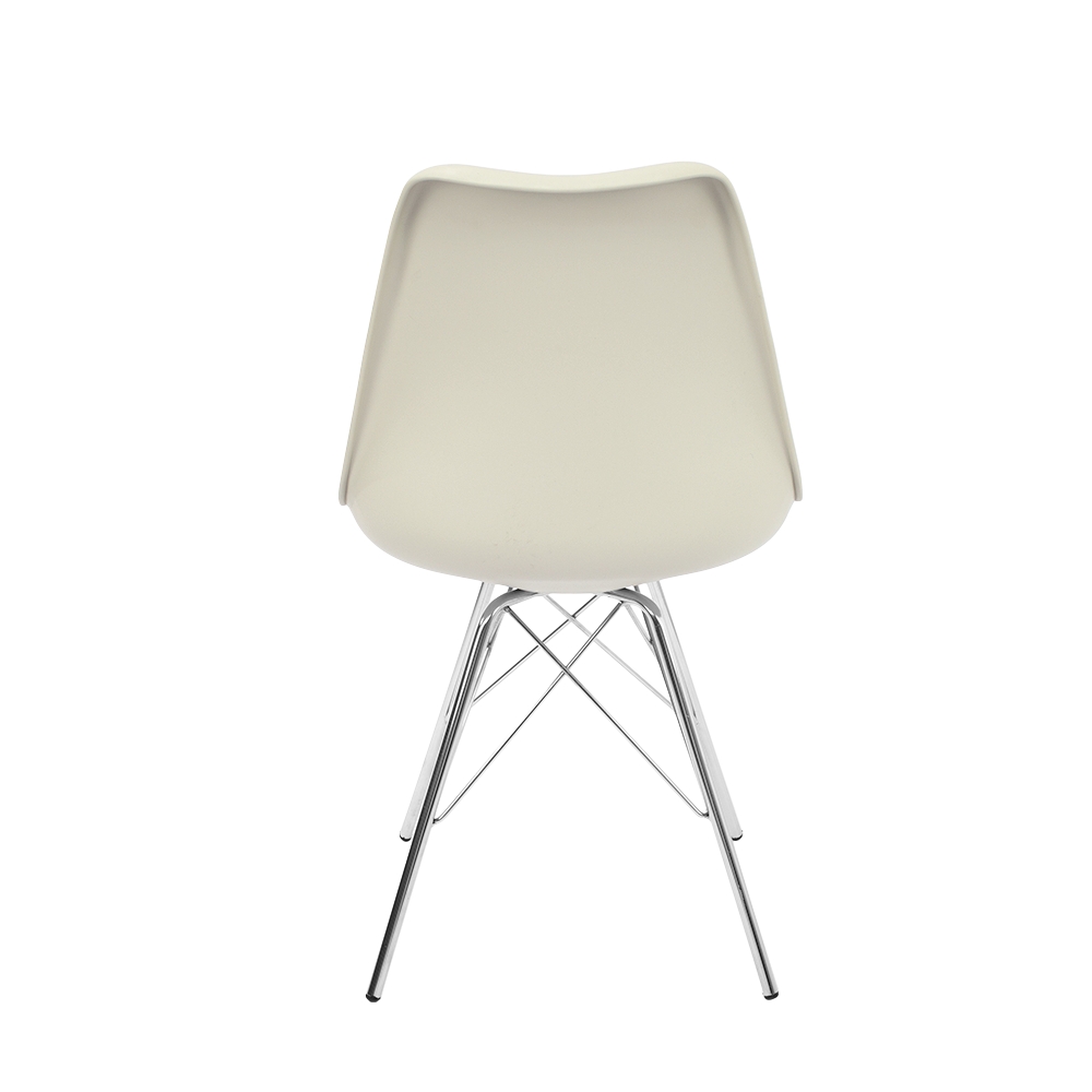 Kit 4 Cadeiras Leda Tower Estofada Nude Eames Cromado