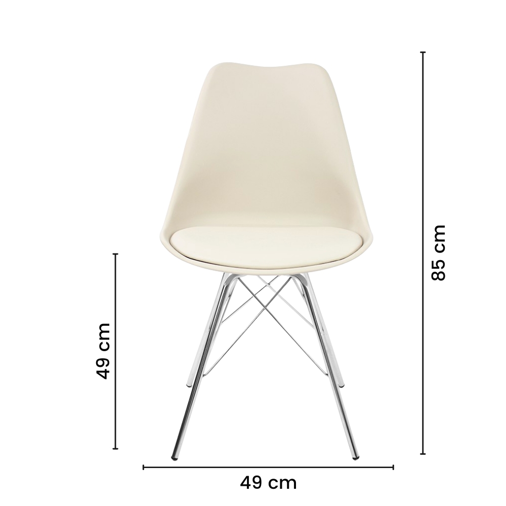 Kit 4 Cadeiras Leda Tower Estofada Nude Eames Cromado