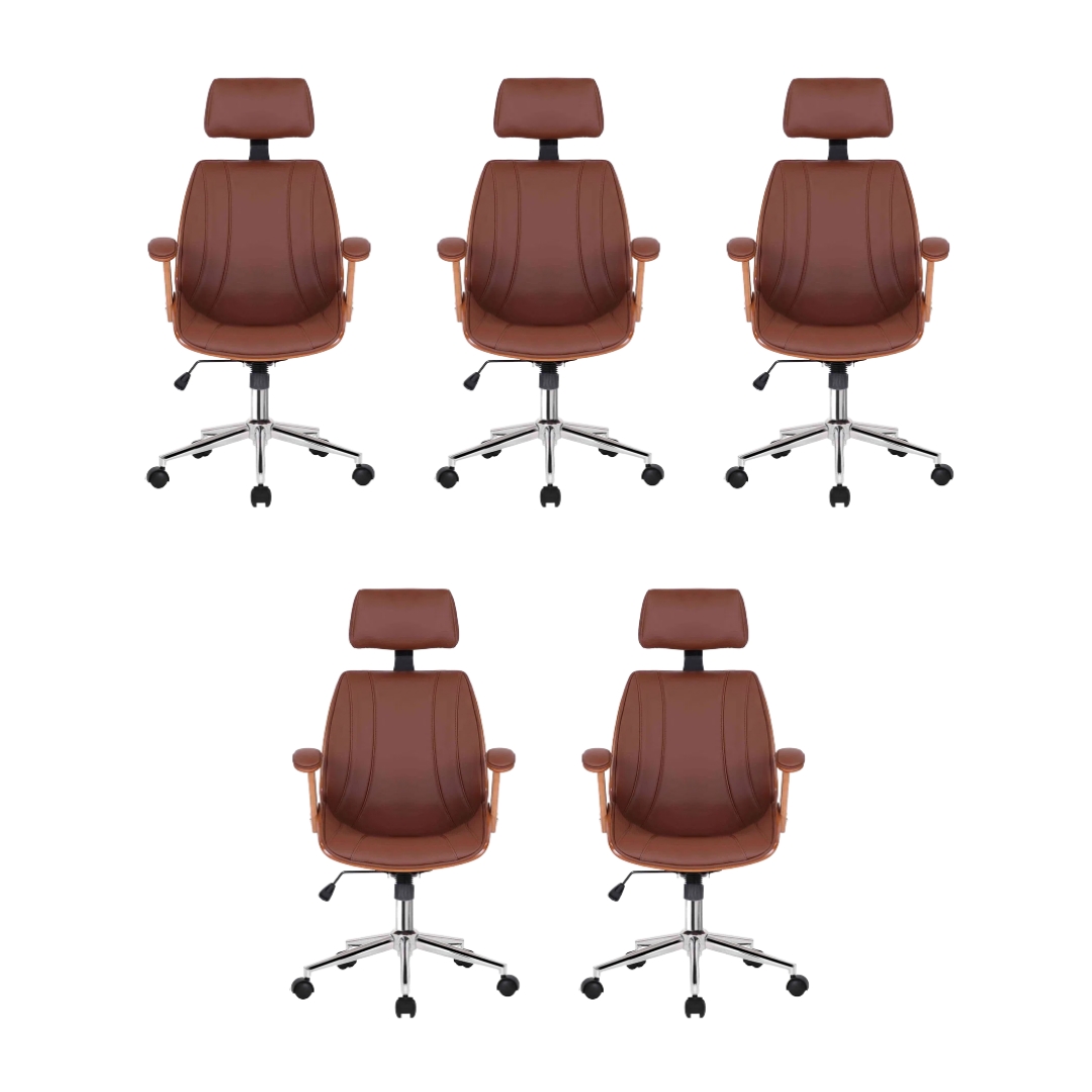 Kit 5 Cadeiras de Escritório Lisboa Presidente Office Café