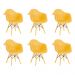 Kit 6 Cadeiras Color Eiffel Eames Jantar Braço Amarela