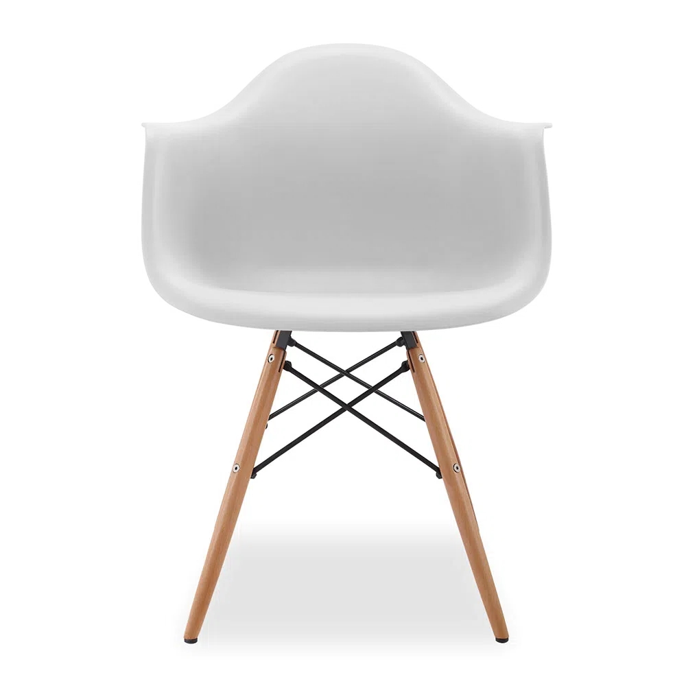 Kit 6 Cadeiras De Jantar Com Braço Eames Daw Wood Daw Branca