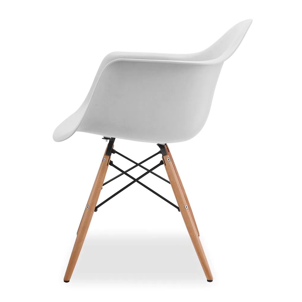 Kit 6 Cadeiras De Jantar Com Braço Eames Daw Wood Daw Branca