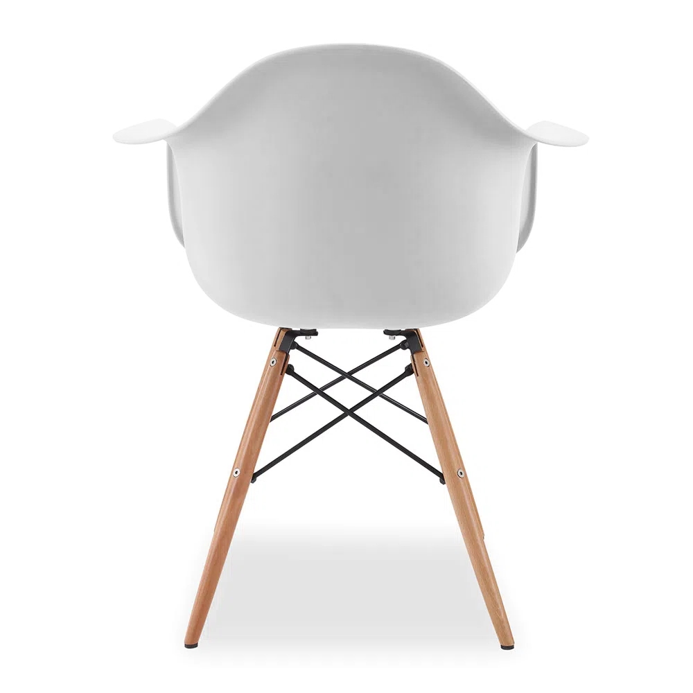 Kit 6 Cadeiras De Jantar Com Braço Eames Daw Wood Daw Branca