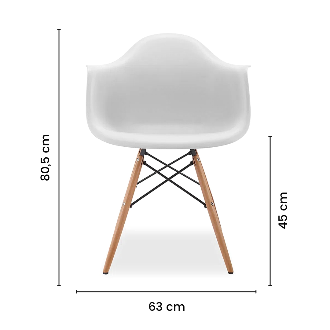 Kit 6 Cadeiras De Jantar Com Braço Eames Daw Wood Daw Branca