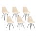 Kit 6 Cadeiras Design Leda Tower Estofada Nude Preto