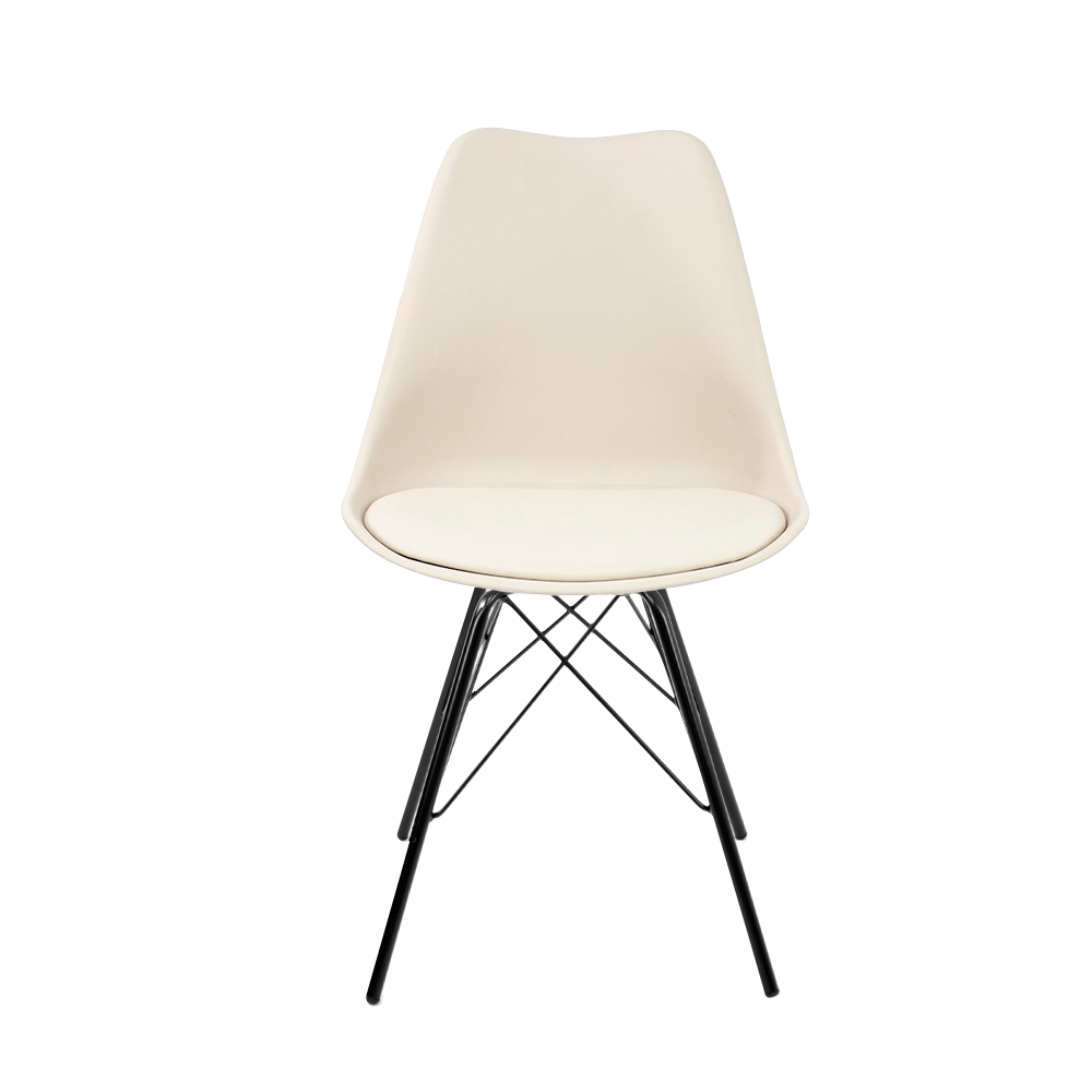 Kit 6 Cadeiras Design Leda Tower Estofada Nude Preto