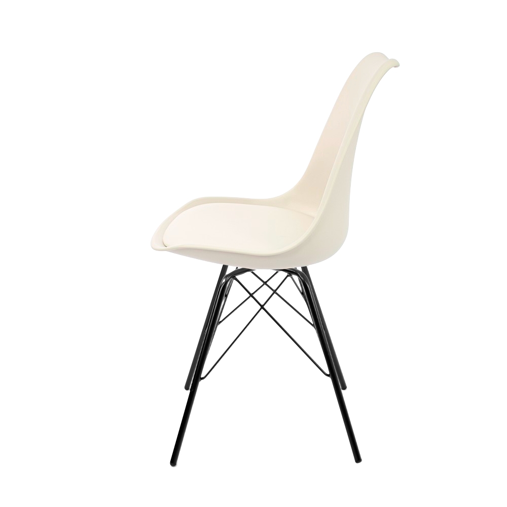 Kit 6 Cadeiras Design Leda Tower Estofada Nude Preto