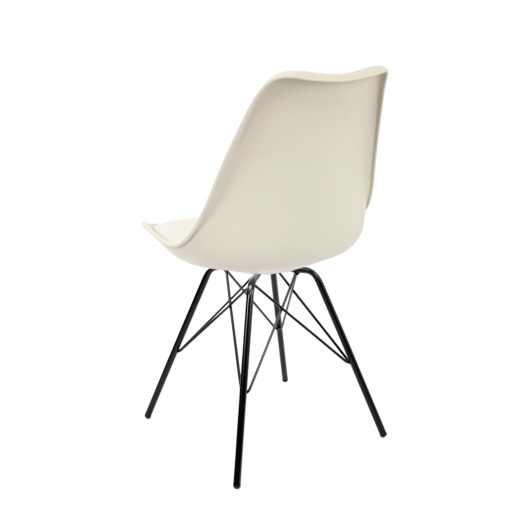 Kit 6 Cadeiras Design Leda Tower Estofada Nude Preto