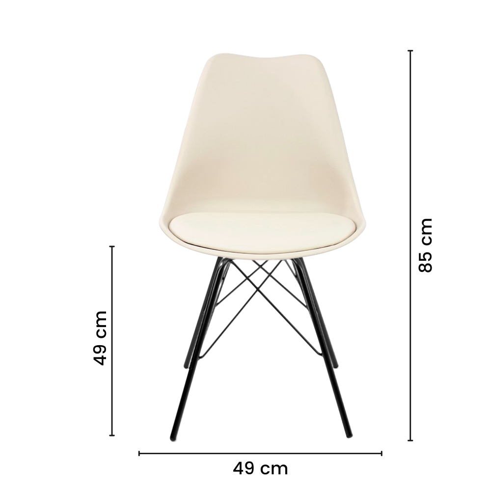 Kit 6 Cadeiras Design Leda Tower Estofada Nude Preto