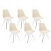 Kit 6 Cadeiras Leda Tower Estofada Nude Eames Cromado