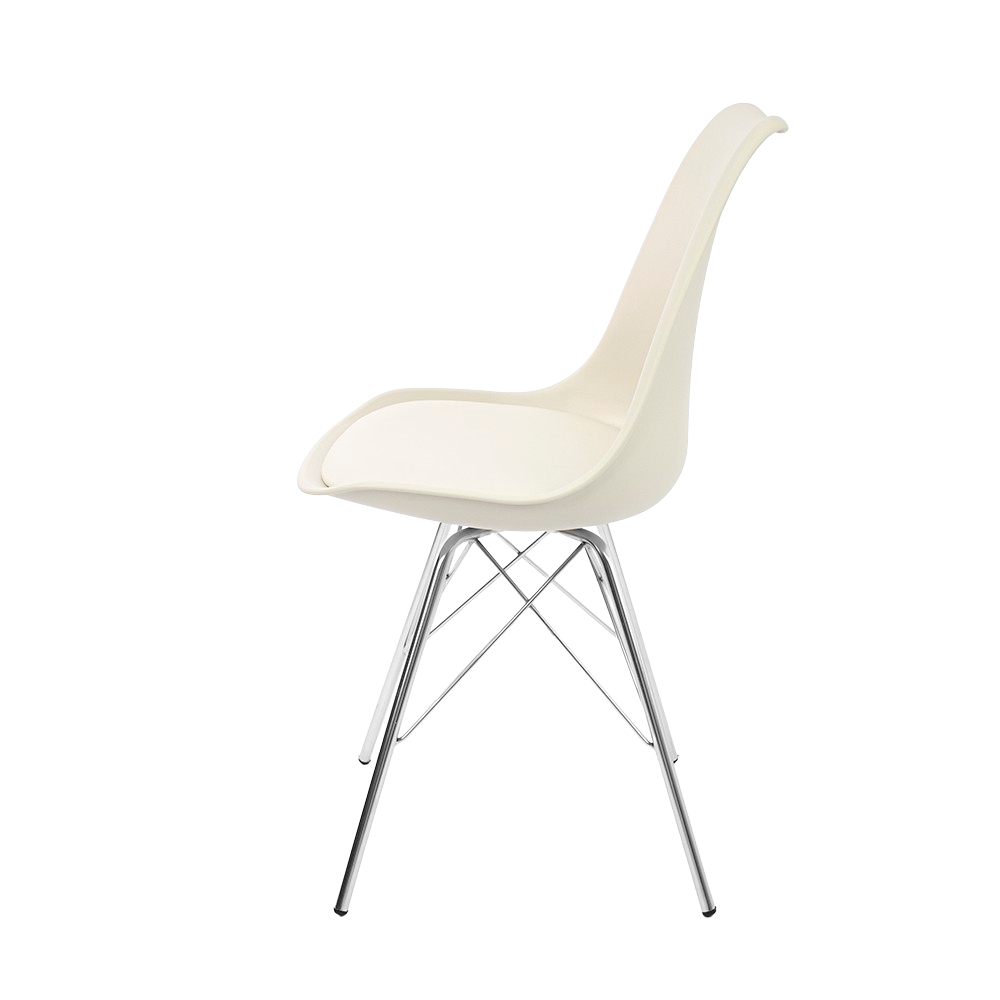 Kit 6 Cadeiras Leda Tower Estofada Nude Eames Cromado