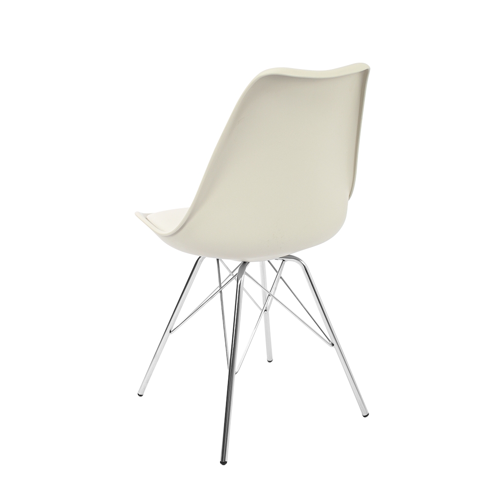 Kit 6 Cadeiras Leda Tower Estofada Nude Eames Cromado