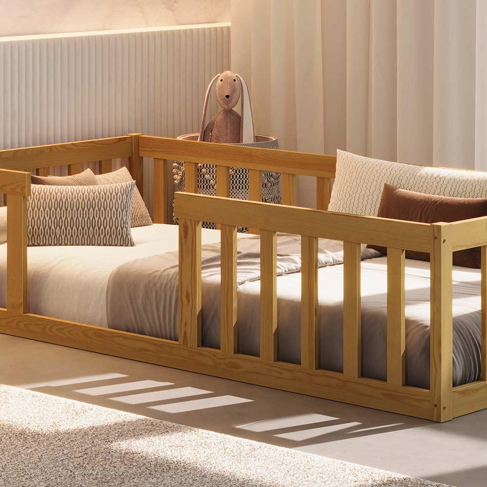 Cama Solteiro Com Grade De Proteção Nogueira Com Colchão Fanos Shop Jm