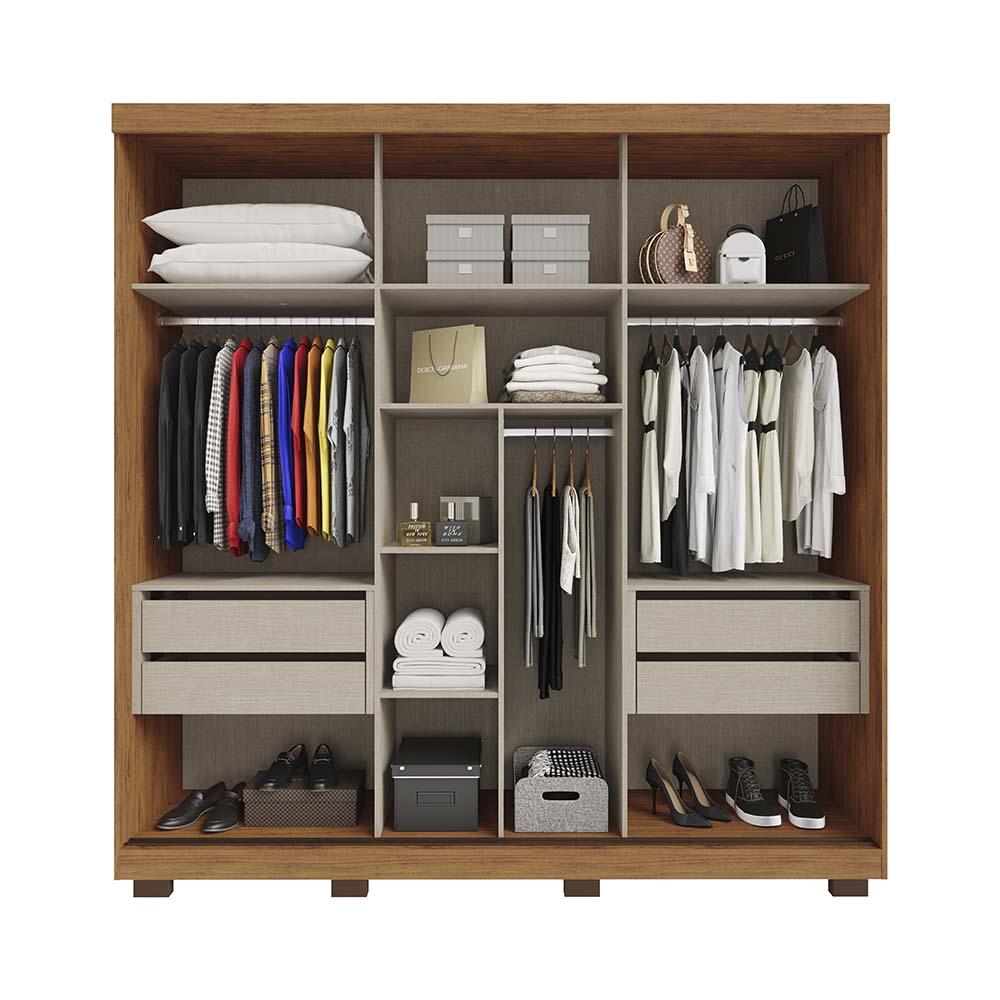 Guarda Roupa Casal Pequeno Com Porta De Correr 218cm Freijó Off White ...