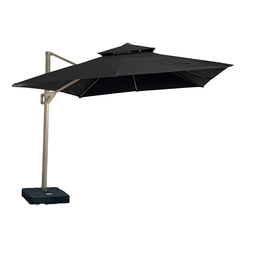 Ombrelone Guarda Sol Gold Led Alumínio 3,0 x 3,0 C/ Base em 100 L Cor Preto