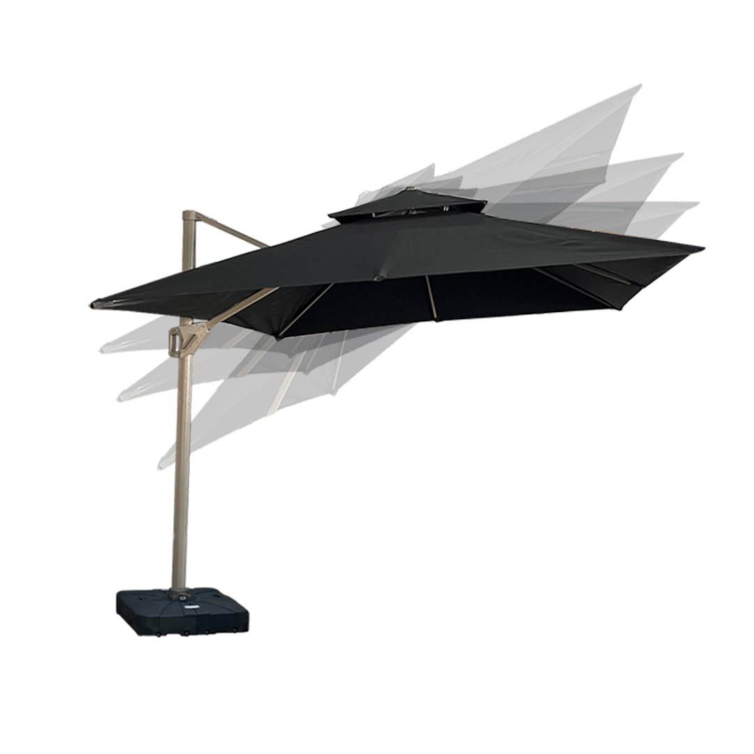 Ombrelone Guarda Sol Gold Led Alumínio 3,0 x 3,0 C/ Base em 100 L Cor Preto