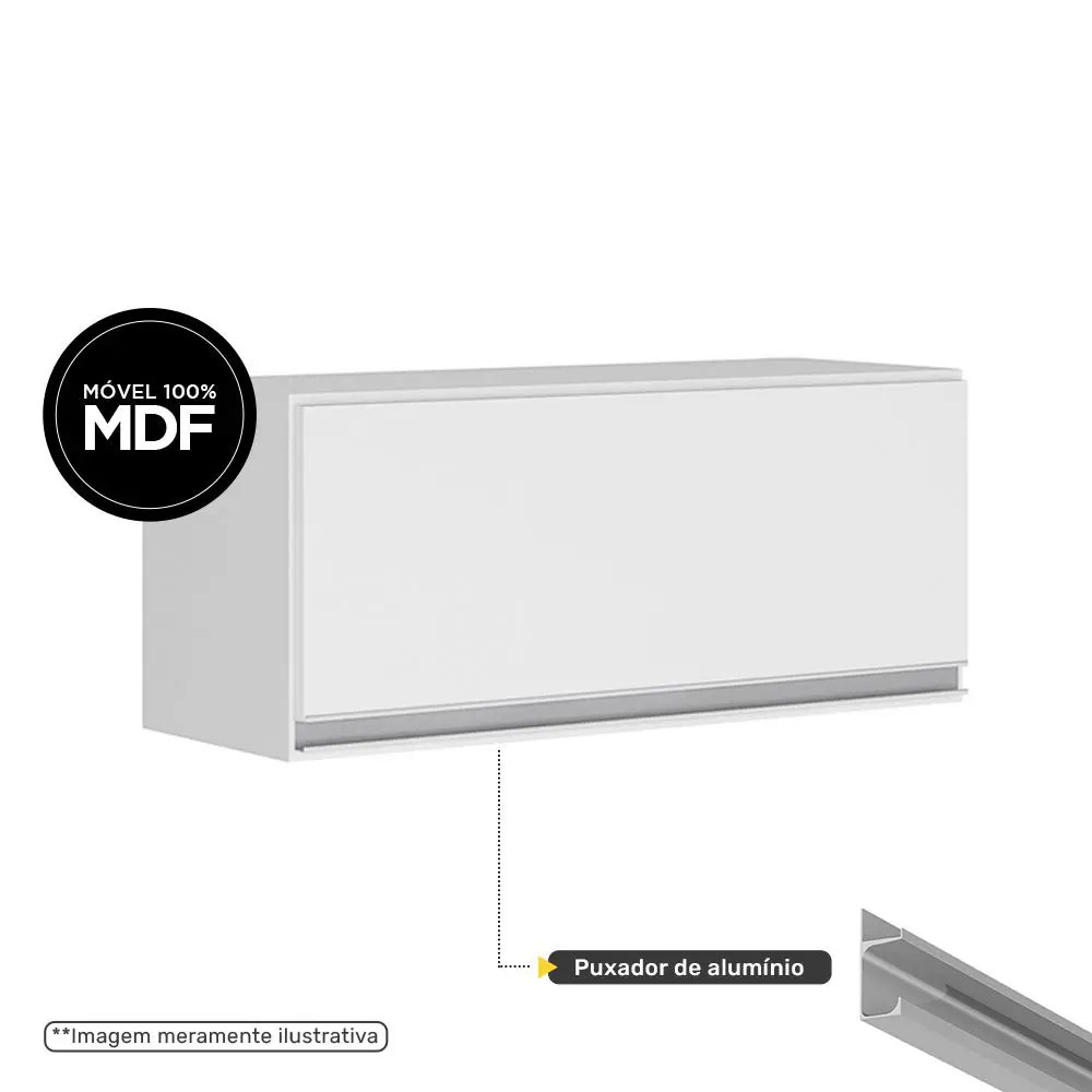 Armário Aéreo Geladeira e Lavanderia 1 Porta 0,60m MDF BP Branco TX - SSX Multicoisas