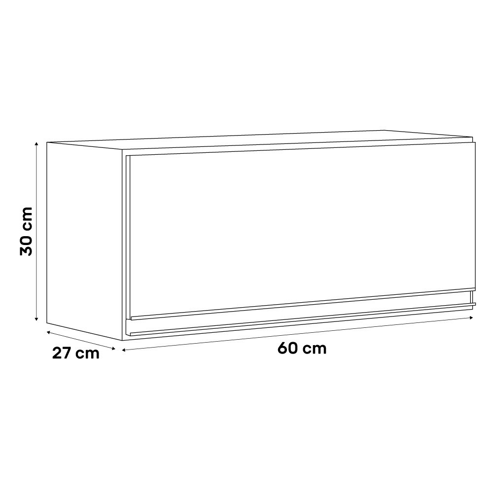 Armário Aéreo Geladeira e Lavanderia 1 Porta 0,60m MDF BP Branco TX - SSX Multicoisas