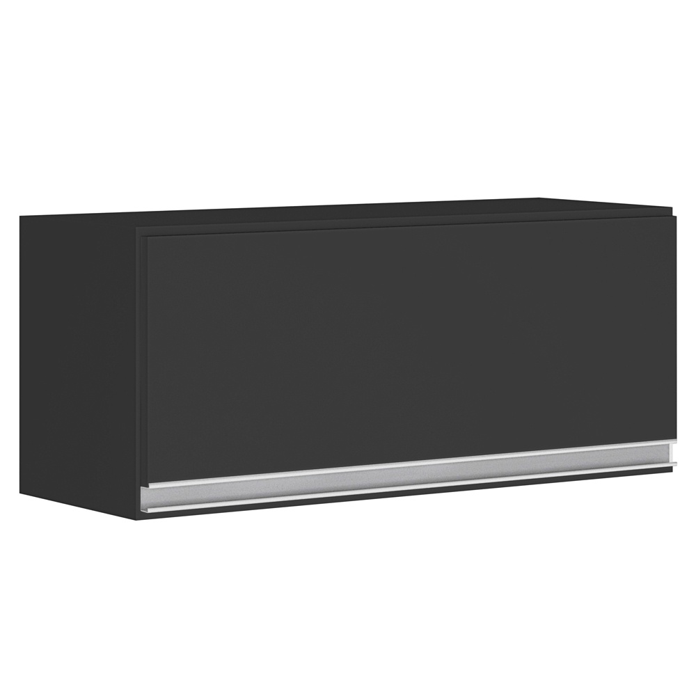 Armário Aéreo Geladeira e Lavanderia 1 Porta 0,60m MDF BP Preto TX - SSX Multicoisas