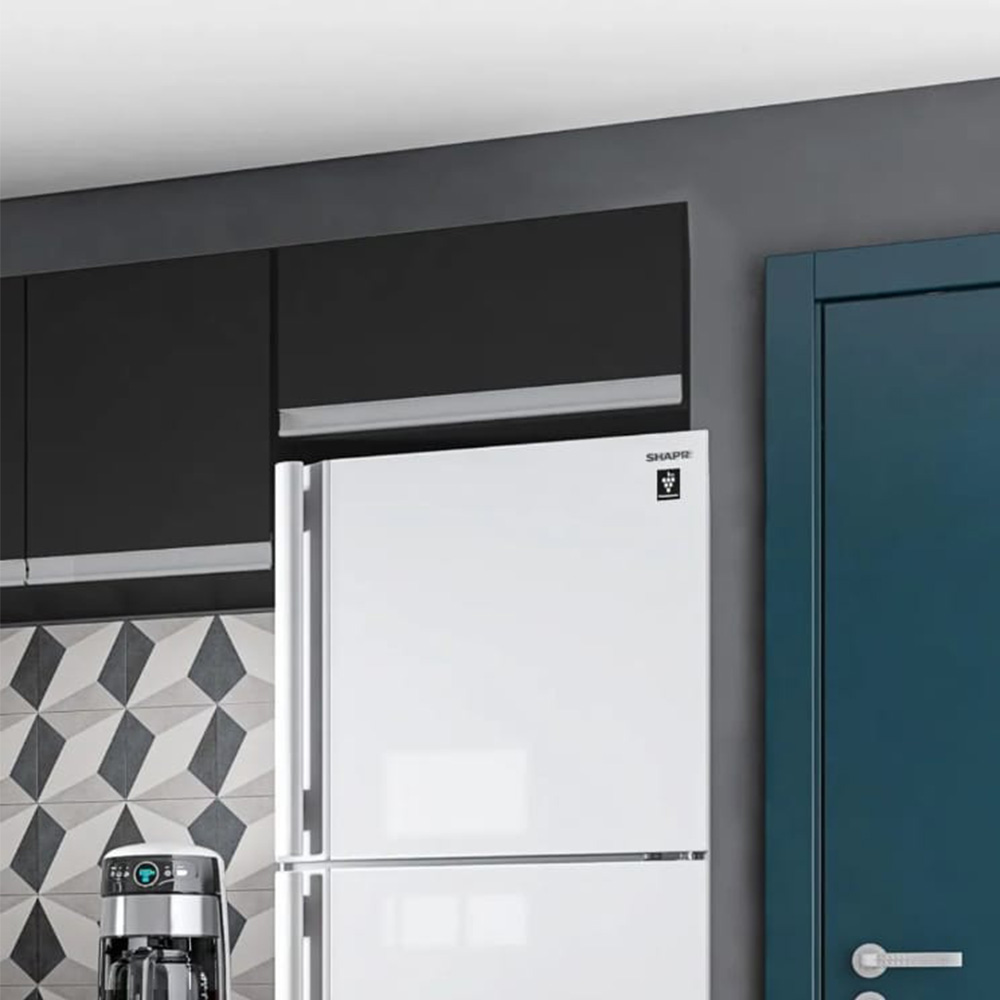Armário Aéreo Geladeira e Lavanderia 1 Porta 0,60m MDF BP Preto TX - SSX Multicoisas
