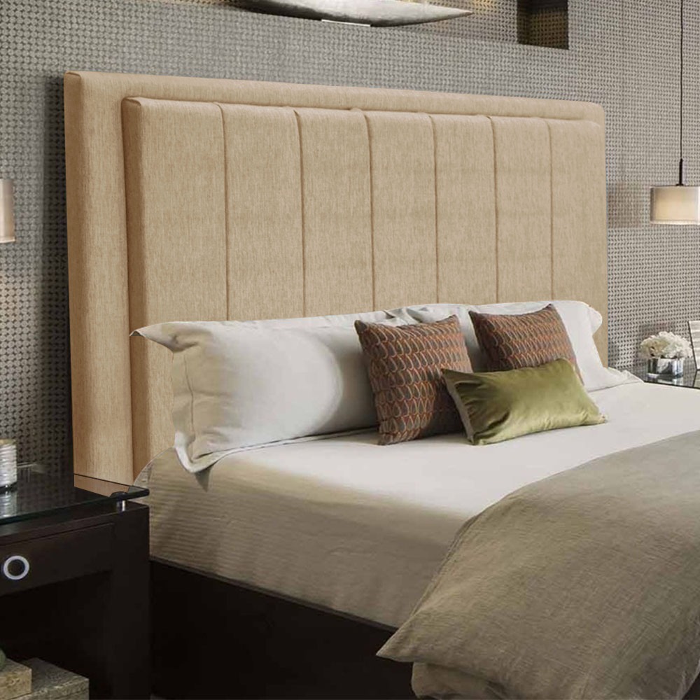 Cabeceira Opala Cama Box Casal 140cm Linho Bege Dourado - SSX Multicoisas