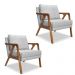 Kit 02 Poltronas Decorativa Laura Linho Cinza Base Madeira - SSX Multicoisas