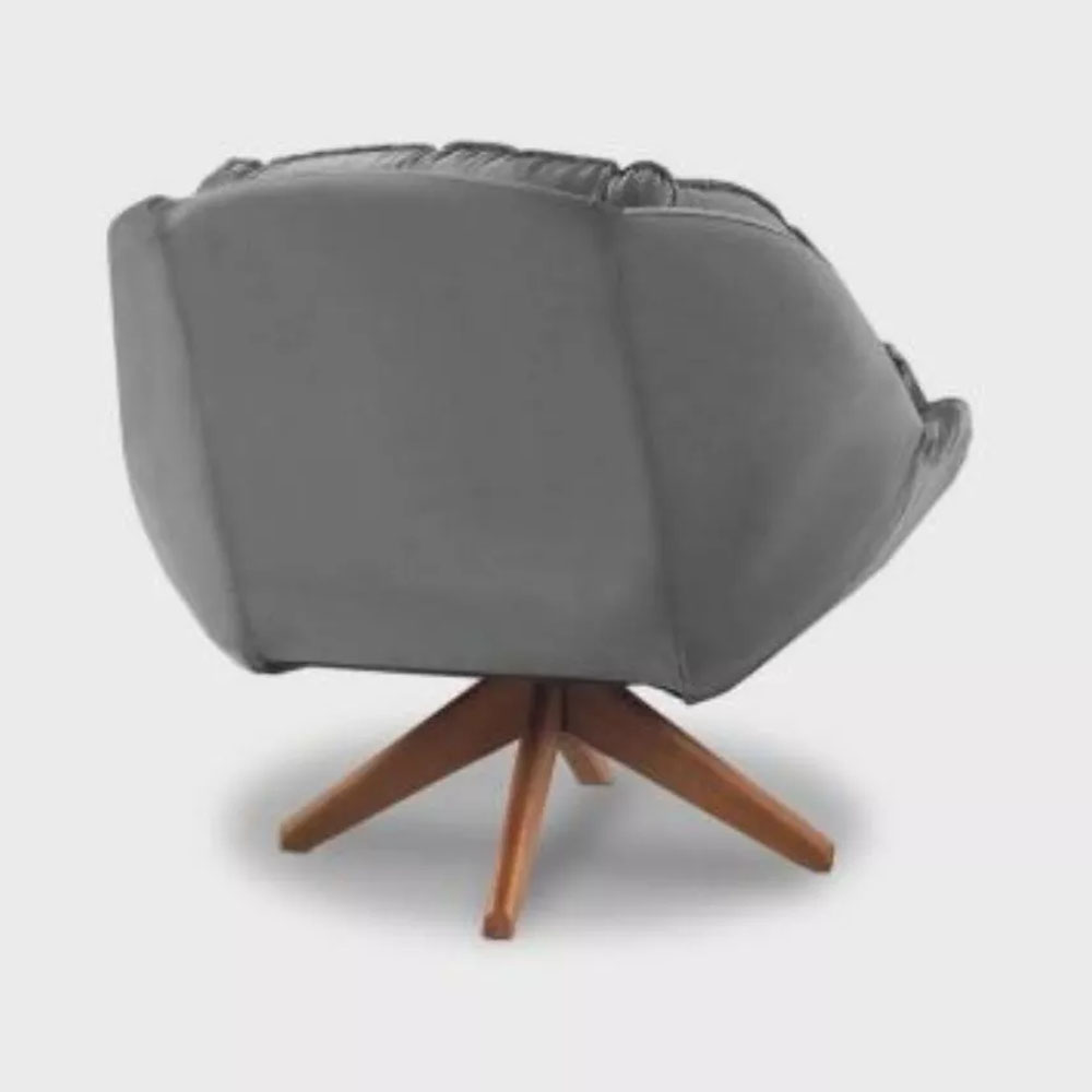 Poltrona Decorativa Califórnia Com Base Giratória Veludo Cinza - SSX Multicoisas