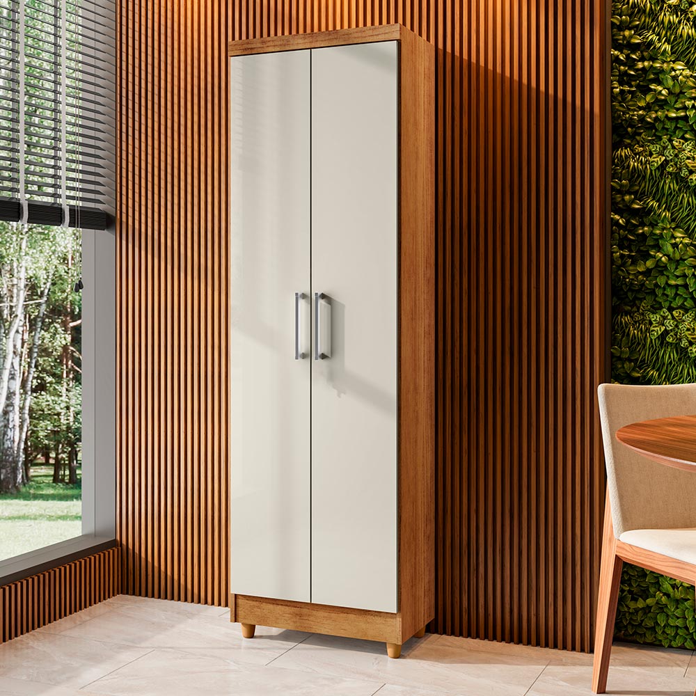 Armário Lavanderia Multiuso Anna 2 Portas Cedro Areia - Saga Decor