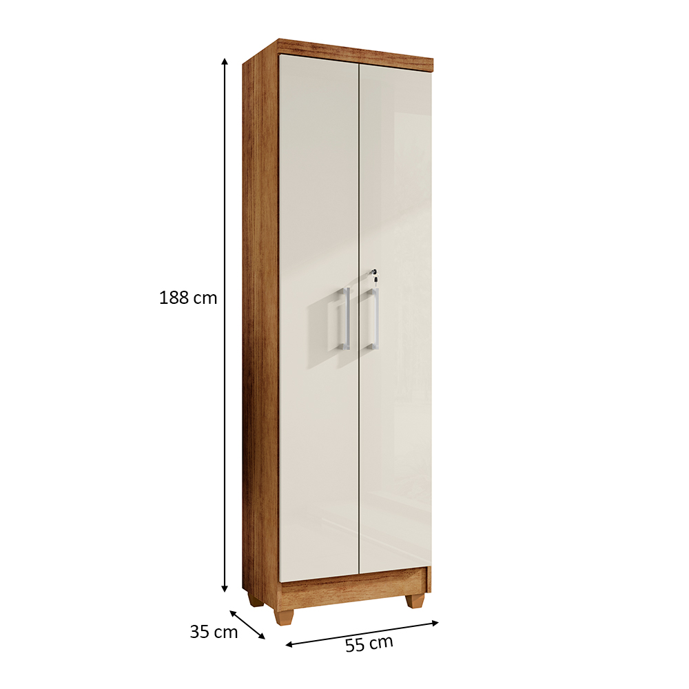Armário Lavanderia Multiuso Isabela 2 Portas Cedro Areia - Saga Decor