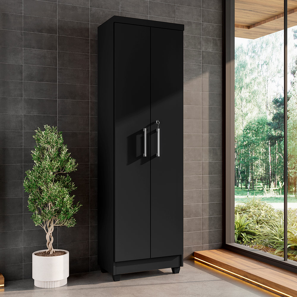 Armário Lavanderia Multiuso Isabela 2 Portas Preto - Saga Decor
