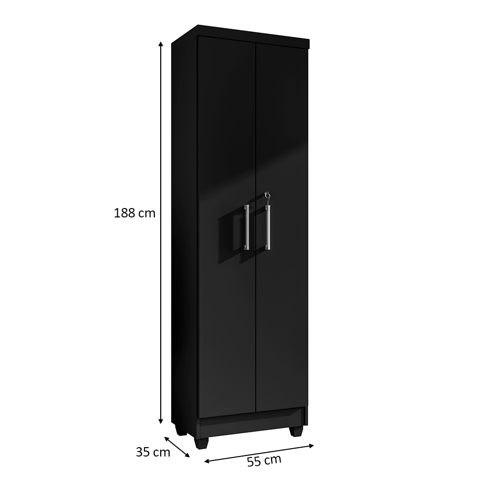 Armário Lavanderia Multiuso Isabela 2 Portas Preto - Saga Decor