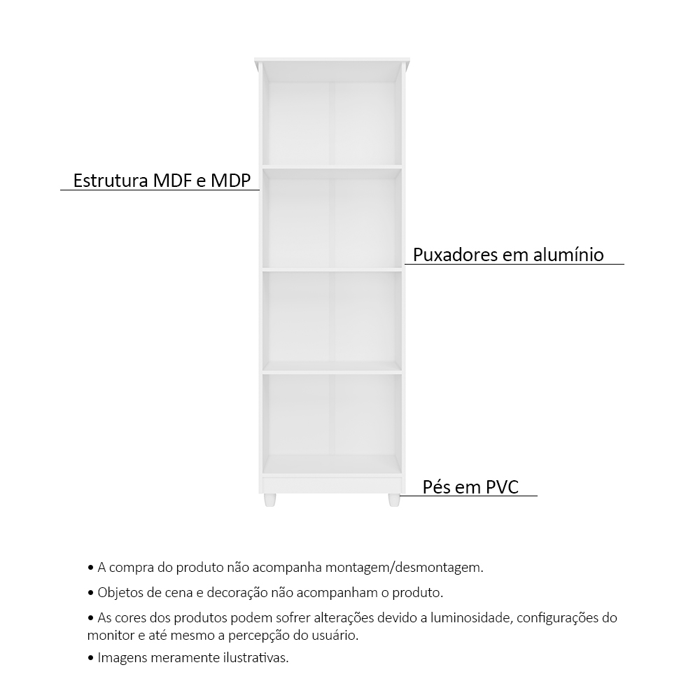 Armário Lavanderia Multiuso Nina 2 Portas Branco - Saga Decor
