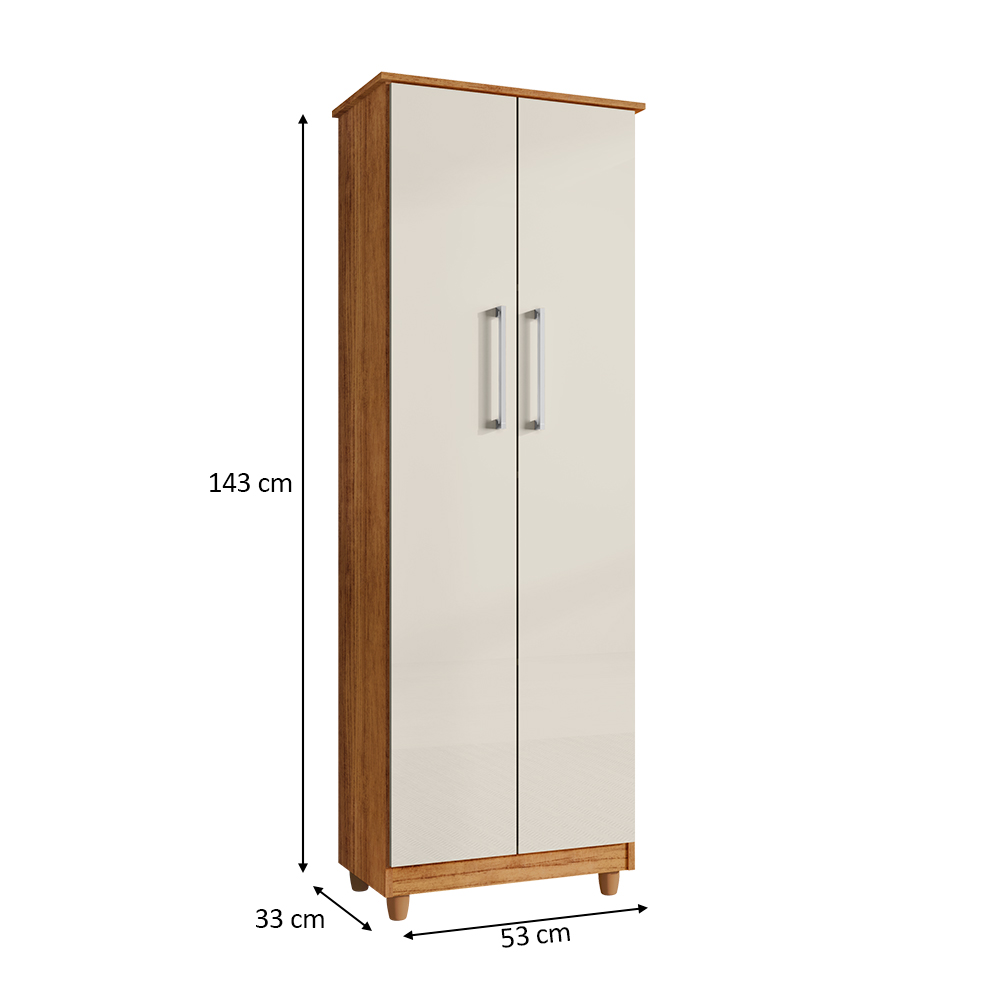 Armário Lavanderia Multiuso Nina 2 Portas Cedro Areia - Saga Decor