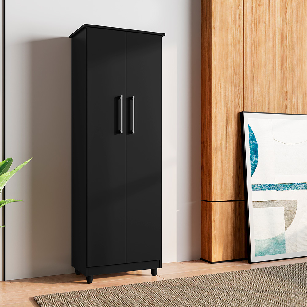 Armário Lavanderia Multiuso Nina 2 Portas Preto - Saga Decor