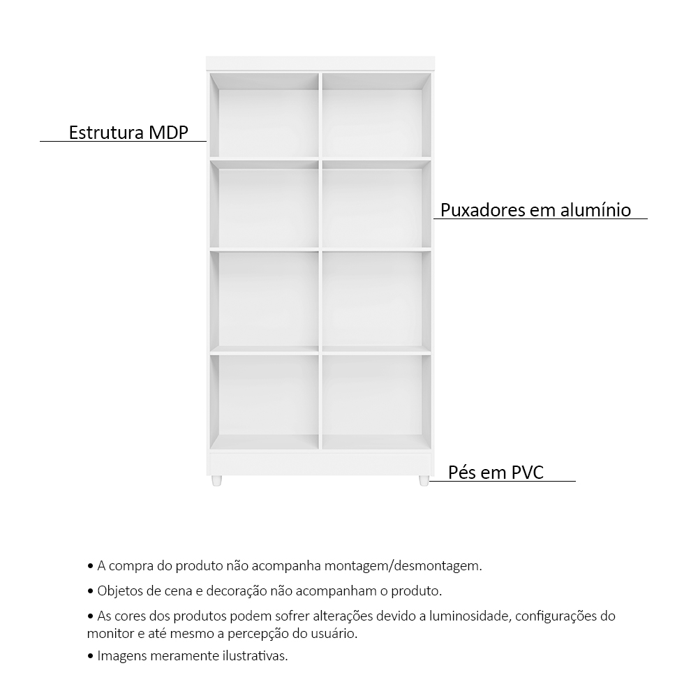 Armário Lavanderia Multiuso Samanta 4 Portas Branco - Saga Decor