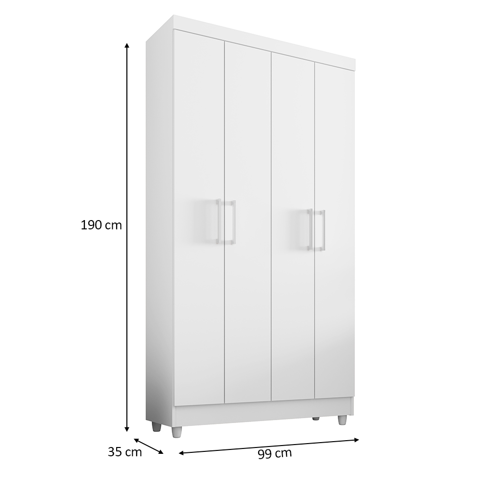 Armário Lavanderia Multiuso Samanta 4 Portas Branco - Saga Decor